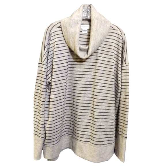 Liz Claiborne Sweaters - Liz Claiborne Weekend Women’s Cozy Comfy Striped Cowl Neck Pullover Tunic Top 2X